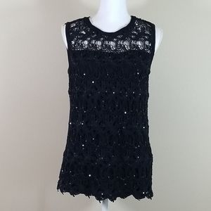 White House Black Market sleeveless crochet top